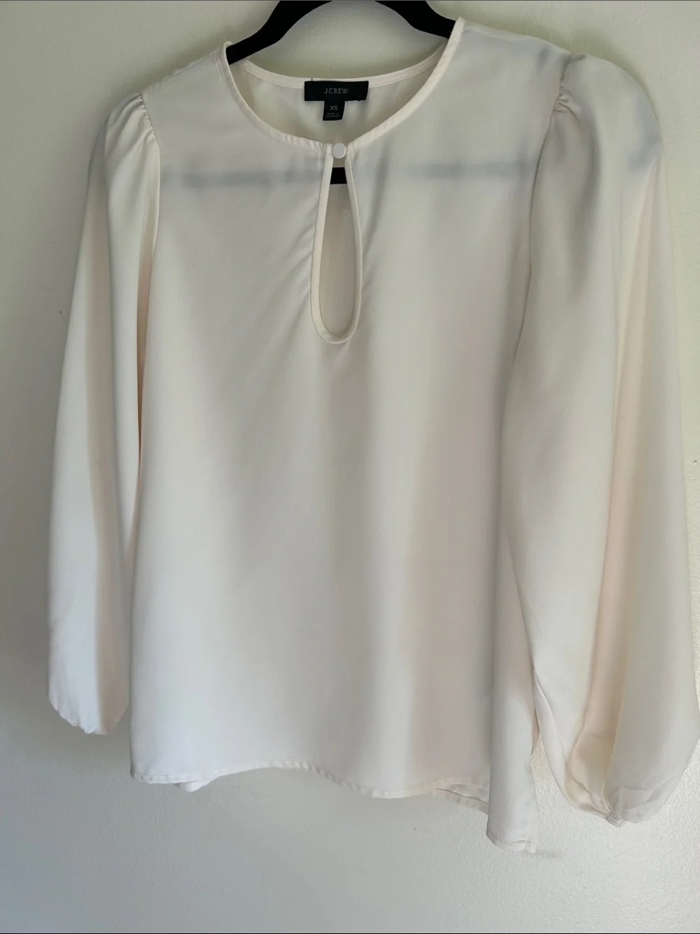 J. Crew Cream Keyhole Long-Sleeve Blouse Size XS